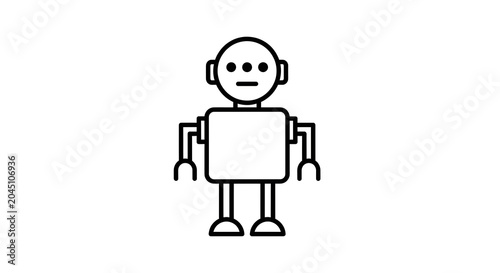 Simple line of a cheerful cartoon boy standing with arms outstretched child