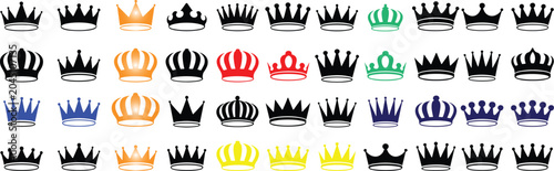 Tableau sur toile Collection of various illustrated crowns in different colors and styles arranged