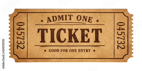 PNG Vintage admit one ticket illustration.