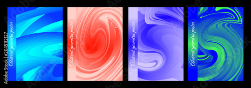 Fényképezés Abstract Geometric Poster Collection with Optical Illusion Patterns and Halftone
