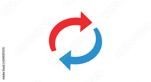 Fotografía Two color circular arrows opposing directions flat icon silhouette