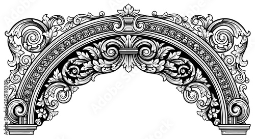 Ornate architectural archway design element.