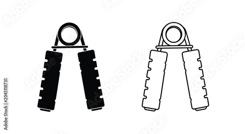 Foto Hand grip strengthener silhouette black and white linear illustration