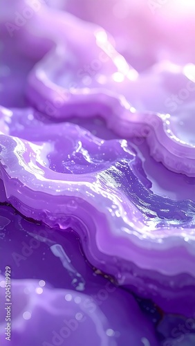 Glossy Purple Mineral Layers Forming Abstract Pattern in Macro Closeup