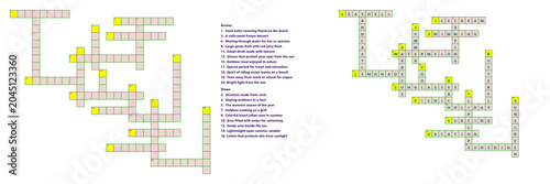 Tableau sur toile Summer crossword activity game for entertaining outdoor