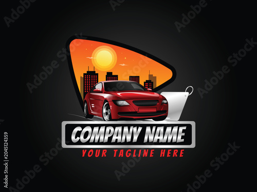 Illustration Red Car broker services Logo
