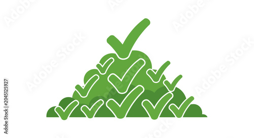 Pile of Green Checkmarks Symbolizing Success and Approval