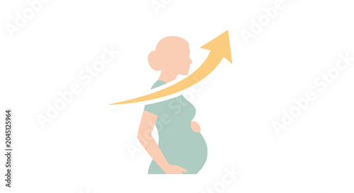 Pregnant Woman Silhouette with Upward Arrow Graph - Growth, Success, Future