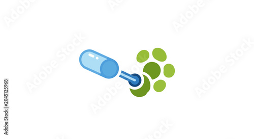 Pipette Dropping Fluid onto Green Organic Molecules, Science and Biotech Concept