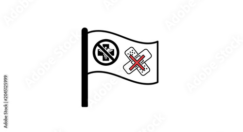 Surrender Flag with Medical Bandages and Prohibition Symbol