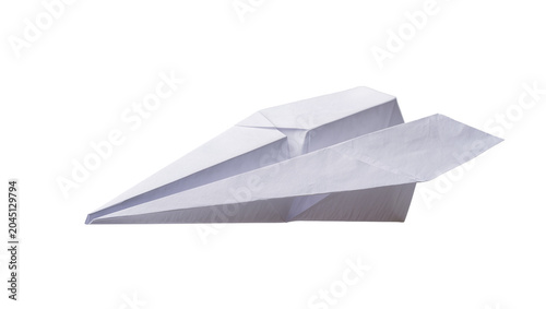 Foto Isolated handmade classic paper airplane, symbol of childhood freedom and simple