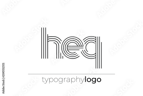 HEQ modern geometric typography logo
