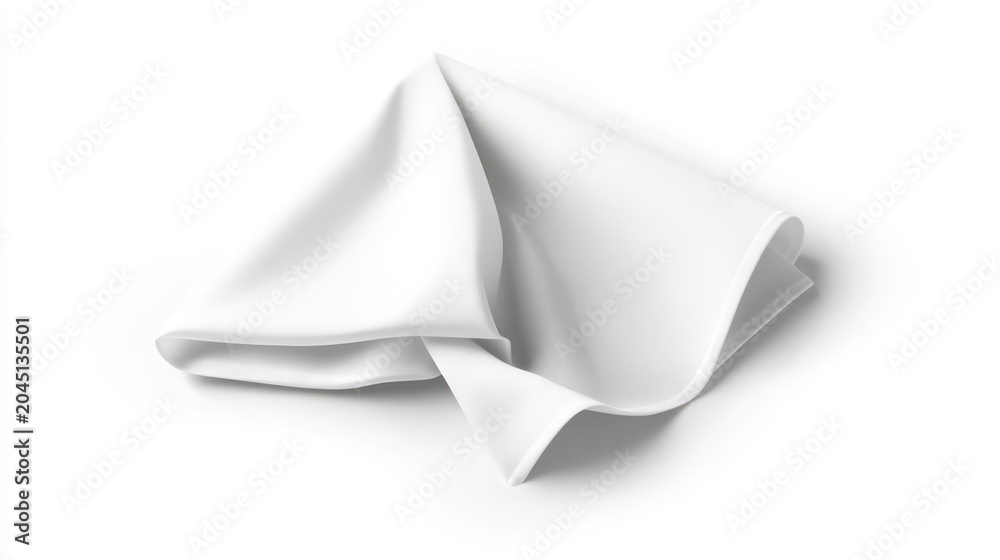 Naklejka premium A single white napkin folded in a simple triangle shape, isolated on a white background.
