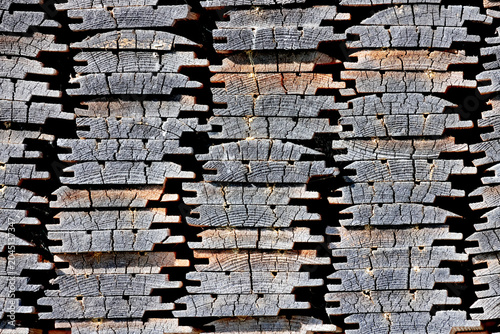 Stack of gray and old boards