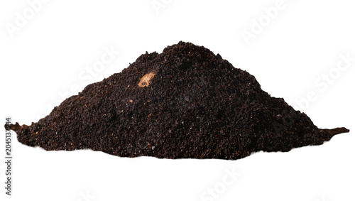 Tableau sur toile Isolated dark organic garden soil pile, rich dirt mound for planting and natural