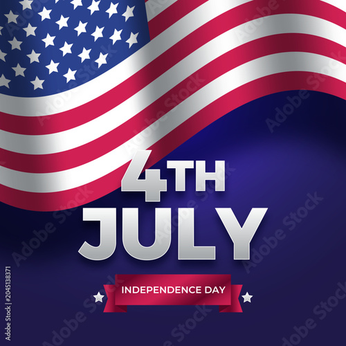 Photos 4th July Independence Day with Waving American Flag - Professional Patriotic Des