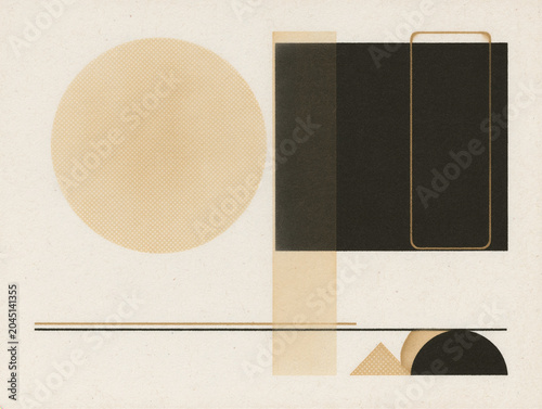 Risograph Print - Warm Black Gold Luxury Minimal.