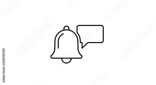 Notification Bell Icon with Speech Bubble, Alert Message Symbol