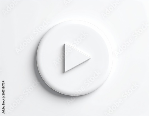 Minimalist white play button icon on a clean, bright background