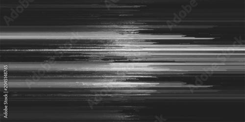 Foto Abstract glitch art with horizontal lines and digital distortion in monochrome, creating a dynamic and chaotic visual texture