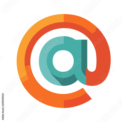 Flat design at symbol icon with orange and teal colors