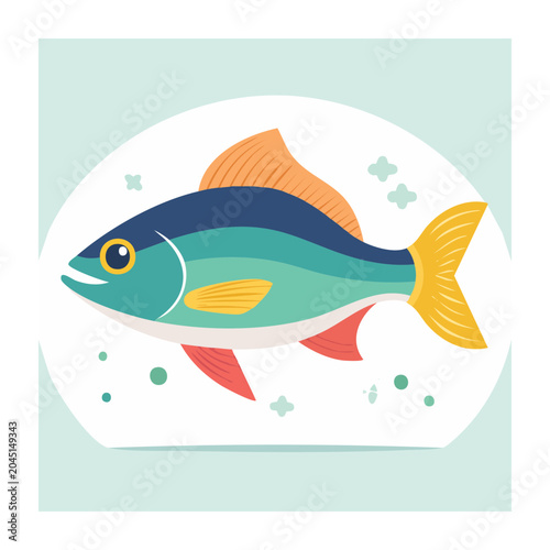 Flat design illustration of a colorful fish