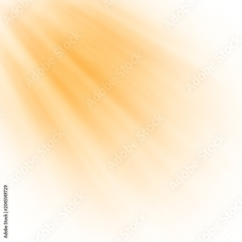 Fotografie Golden Sunlight Rays Overlay on White Background, Warm Sunbeam Light Leak Effect