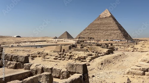 A view from the Giza Necropolis, where the pyramids are located, in the city of Giza, Egypt.