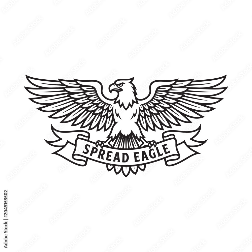 Fototapeta premium Spread eagle emblem with wings outstretched isolated on white background