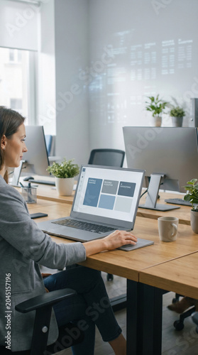 Office worker using invisible AI support at a shared desk