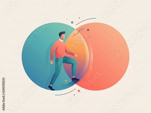 Life circles overlap concept with person entering shared growth zone