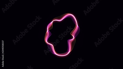 glowing Neon Liquid Circle sound mic shape Wave Abstract Dark Black Background