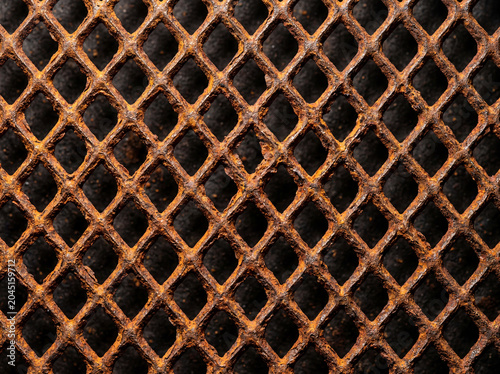 Rusted Expanded Metal Mesh Industrial Texture — Orange Rust Grunge Pattern