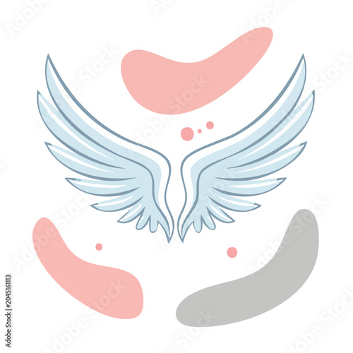 Stylized Angel Wings with Abstract Shapes