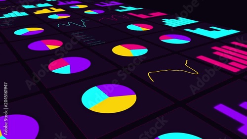 Neon Glowing Data Chart Graph Dashboard Finance Analytics Abstract Background