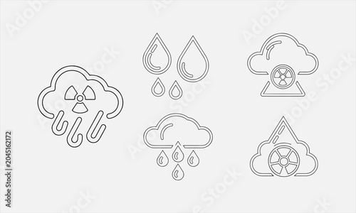 Cuadro en lienzo White Acid rain and radioactive cloud icon isolated background