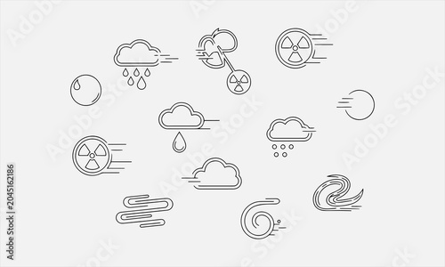 Fotografía White Acid rain and radioactive cloud icon isolated background