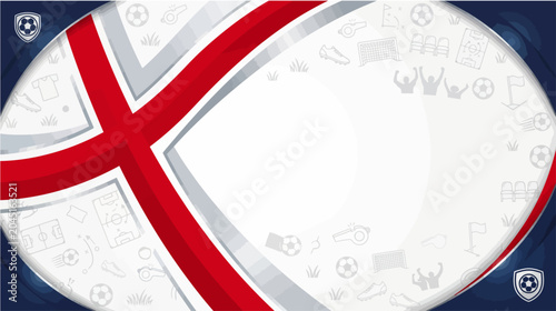 Foto Rugby ball with red cross on white background sports icons and dark blue border