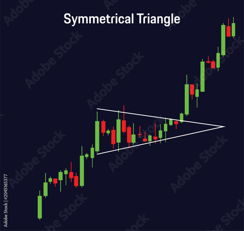 Symmetrical triangle trading chart candlestick pattern