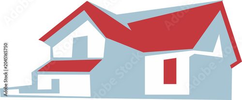 Realistic Cartoon Classic Red Roof House — Real Estate Home Property Illustration on Transparent Background