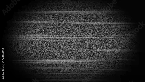 Vignette Horizontal Static Lines Texture stock TV snow or noise concept, no signal concept. Tv screen noise glitch effect. Bad Tv Signal animation and TV static.