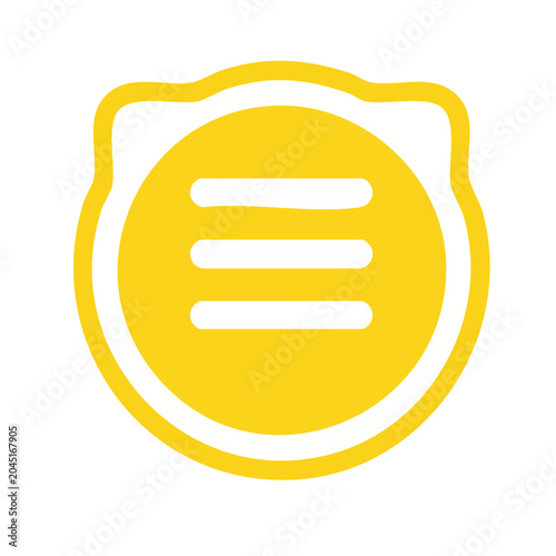 Yellow menu icon with three horizontal lines on transparent background