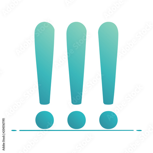 Three teal gradient exclamation marks on white background