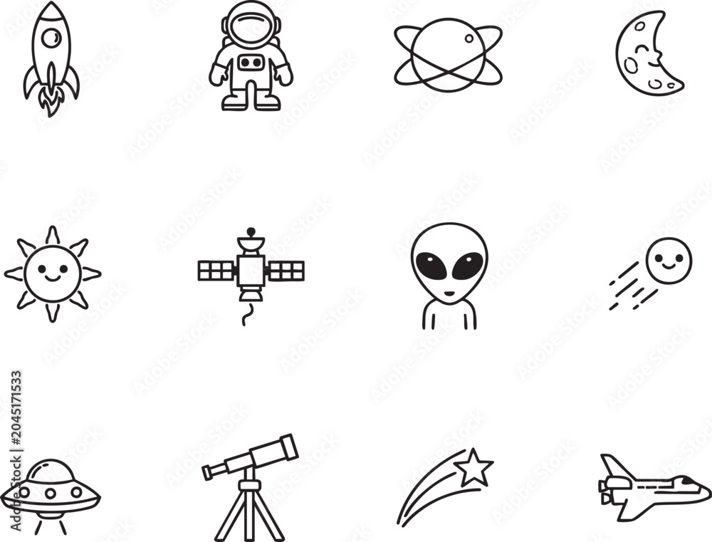 Fototapeta premium Cosmic Exploration Icon Set