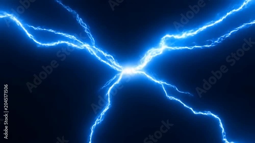 Dynamic electric energy burst and expanding blue lightning arcs