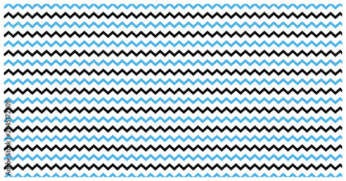 Tableau sur toile Bold chevron pattern with alternating black and blue zigzag lines arranged horizontally across a white background