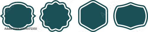Collection of four dark green label shapes