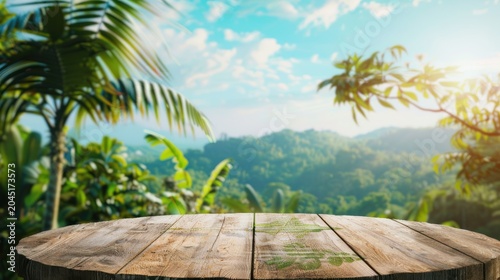 Tropical Nature Background with Product Display Surface and Copy Space
