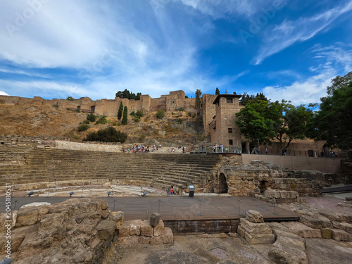 Ancient Roman Theatre and Alcazaba Moorish Fortress in Malaga, Andalusia, Spain