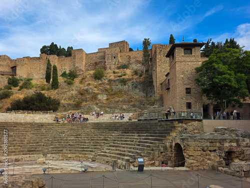 Ancient Roman Theatre and Alcazaba Moorish Fortress in Malaga, Andalusia, Spain
